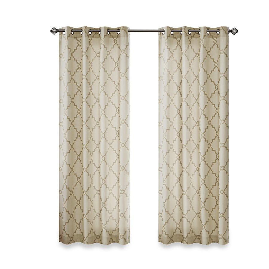 Gracie Mills Ondine Scroll Geometric Fretwork Grommet Window Curtain Panel - GRACE-160 Image 1