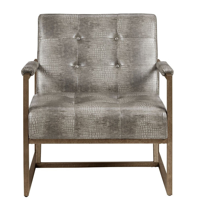 Gracie Mills Orville Lounge Chair Grey Snakeskin Accent Chair GRACE-229 Image 1