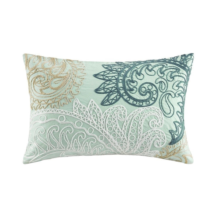 Gracie Mills Josefina Cotton Oblong Pillow with Chain Stitch - GRACE-5435 Image 1