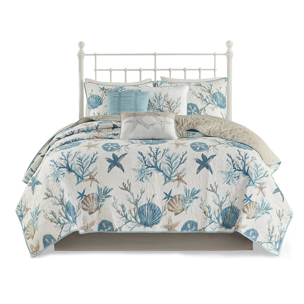 Gracie Mills Koreen 6-Piece Coastal Bliss Cotton Sateen Quilt Set with Throw Pillows - GRACE-3151 Image 3