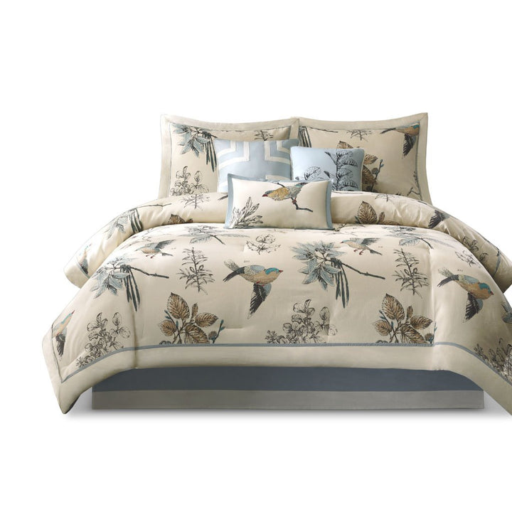 Gracie Mills 7-Piece Cotton Twill Leaf and Bird Comforter Set GRACE-3269 Image 1