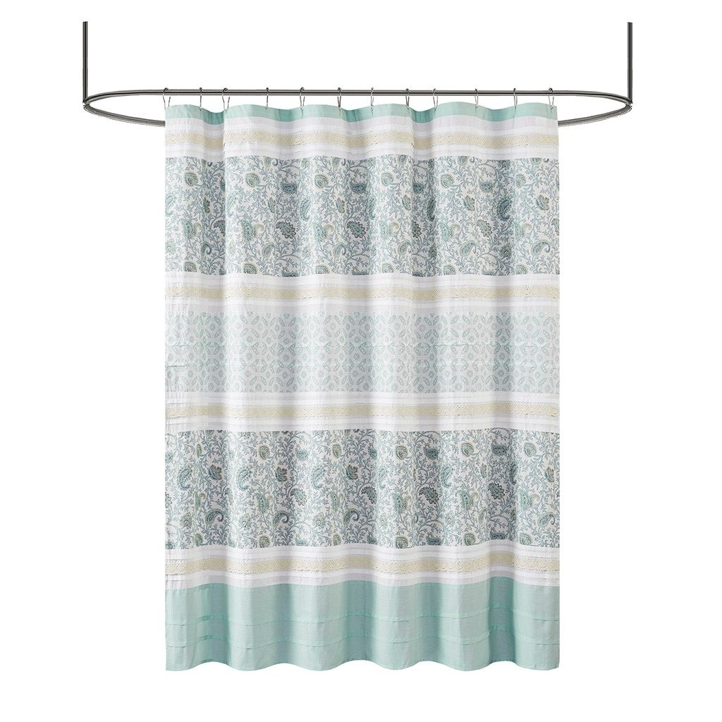 Gracie Mills Singleton Lace Trimmed Paisley Cotton Shower Curtain - GRACE-3462 Image 3
