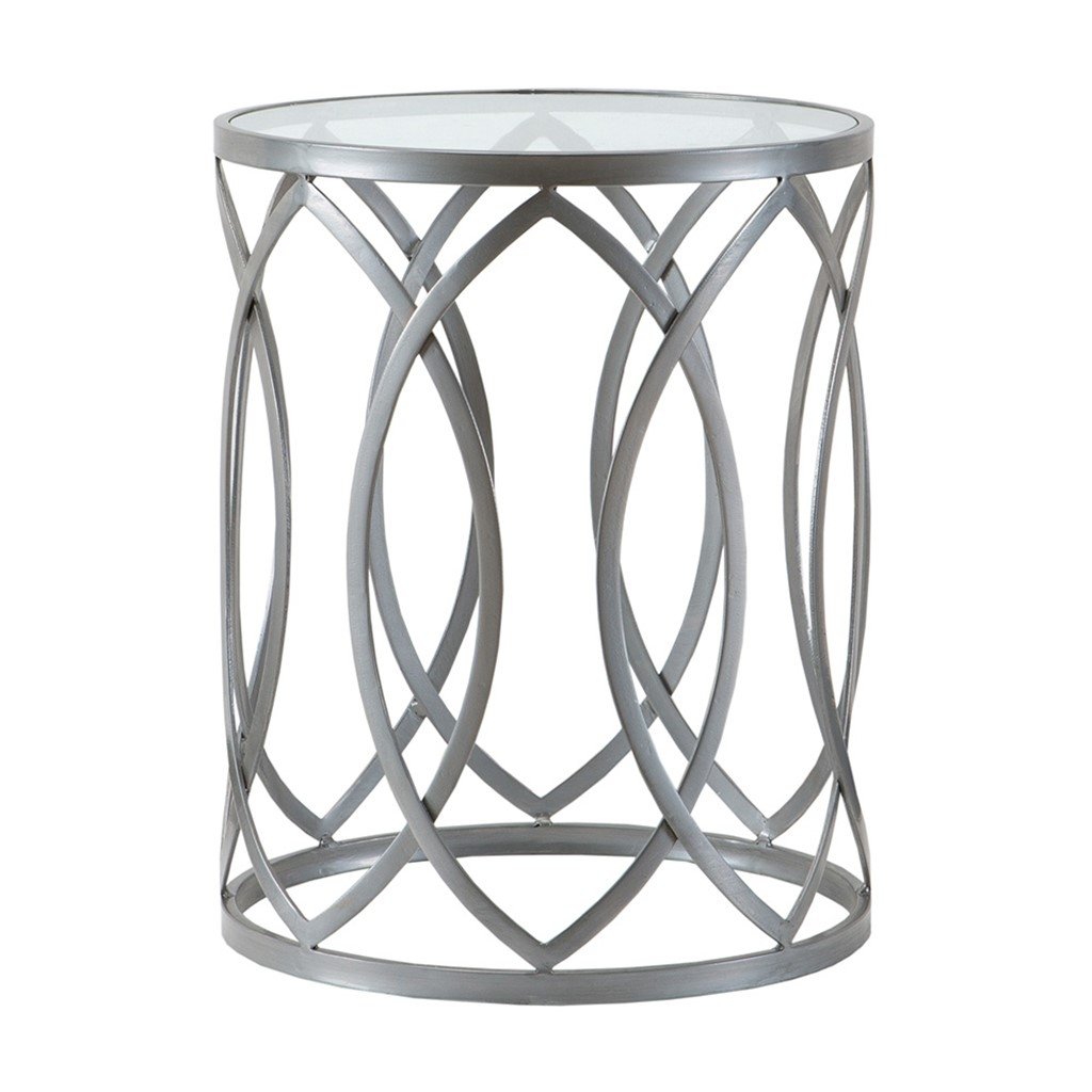 Gracie Mills Chavez Geometric Glass Top with Metal Eyelet Accent Table - GRACE-3600 Image 1