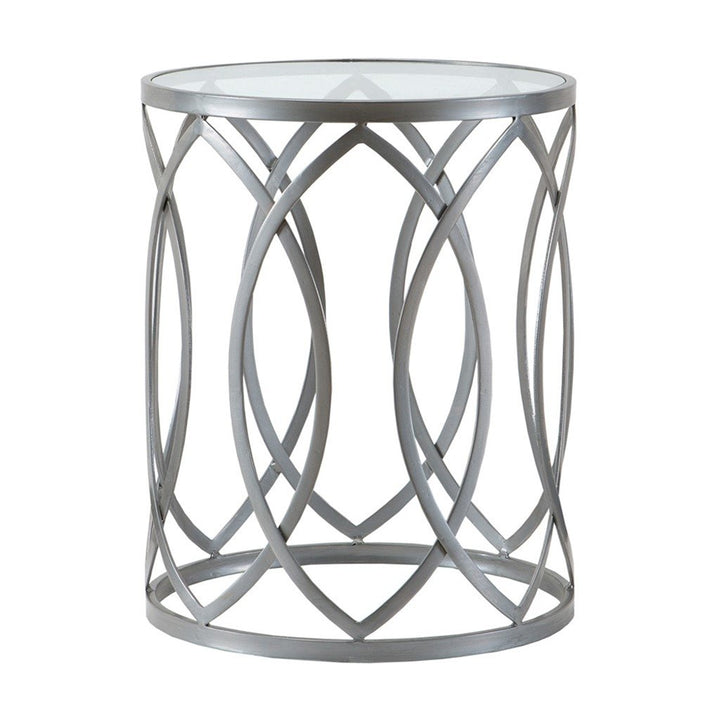 Gracie Mills Chavez Geometric Glass Top with Metal Eyelet Accent Table - GRACE-3600 Image 1