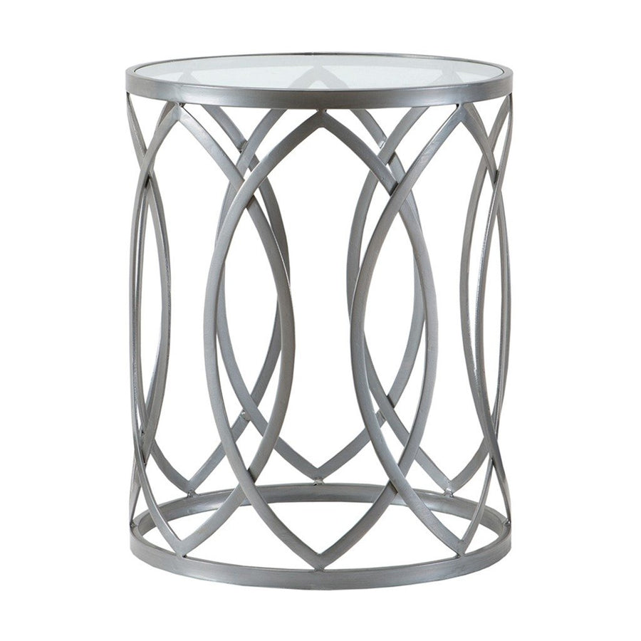 Gracie Mills Chavez Geometric Glass Top with Metal Eyelet Accent Table - GRACE-3600 Image 1