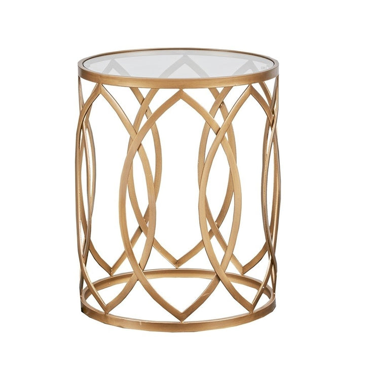 Gracie Mills Chavez Geometric Glass Top with Metal Eyelet Accent Table - GRACE-3600 Image 3