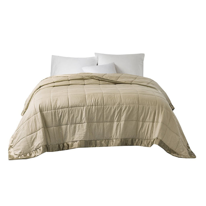 Gracie Mills Lucile Textured Oversized Down Alternative Blanket with Satin Trim - GRACE-3673 Image 1