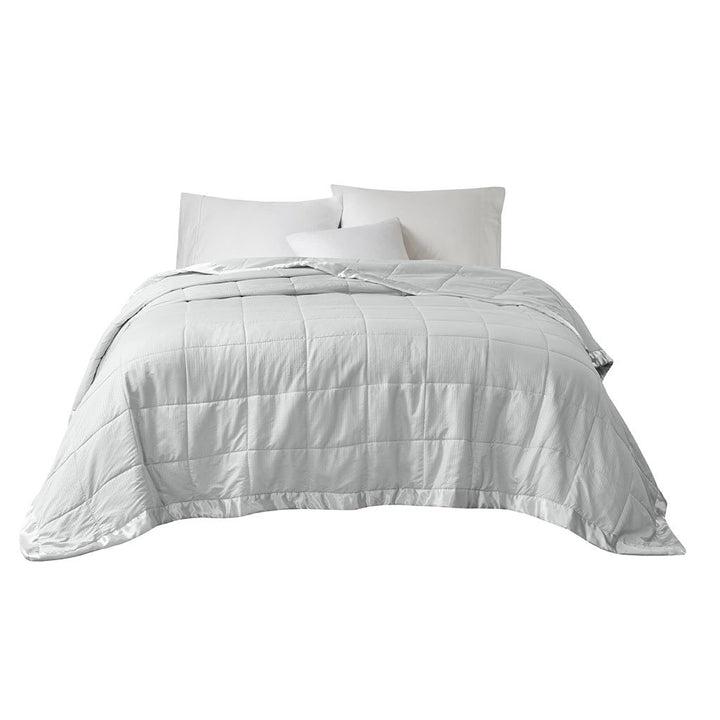 Gracie Mills Lucile Textured Oversized Down Alternative Blanket with Satin Trim - GRACE-3673 Image 1