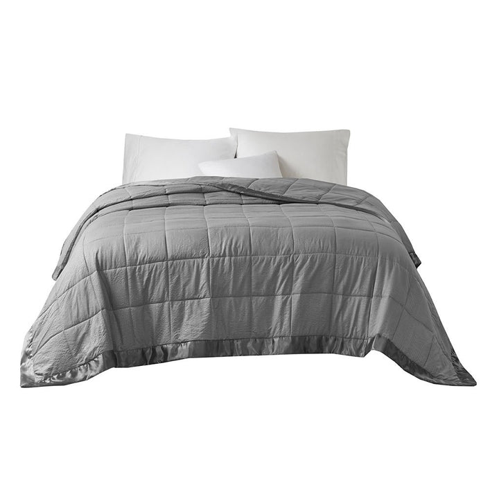 Gracie Mills Lucile Textured Oversized Down Alternative Blanket with Satin Trim - GRACE-3673 Image 1