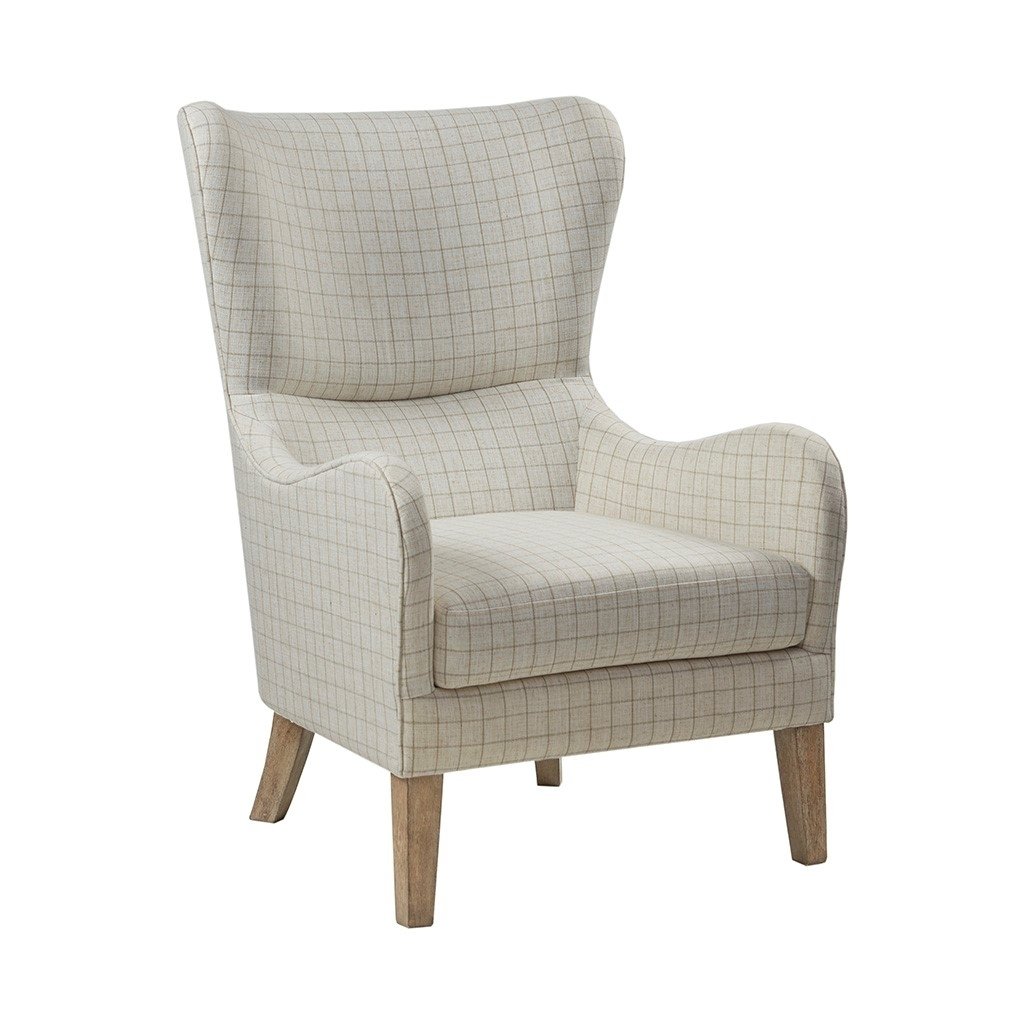 Gracie Mills Zachery Transitional Swoop Wing Chair with Round Arm and Piped Edges - GRACE-3914 Image 1