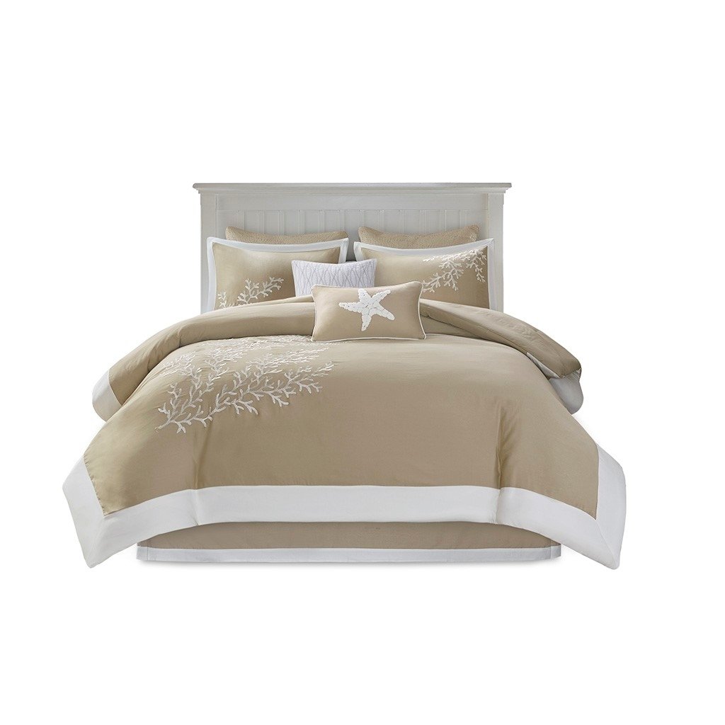 Gracie Mills Douglass 6-Peice Cotton Jaquard Comforter Set with Coral Embroidery - GRACE-455 Image 1