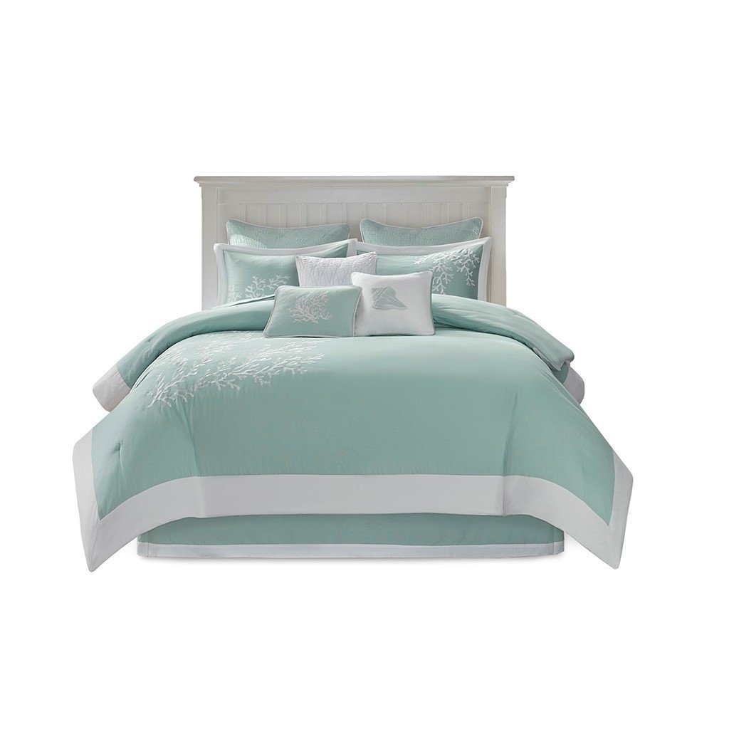 Gracie Mills Douglass Coral Comforter Set Aqua 100% Cotton GRACE-491 Twin Size Image 1