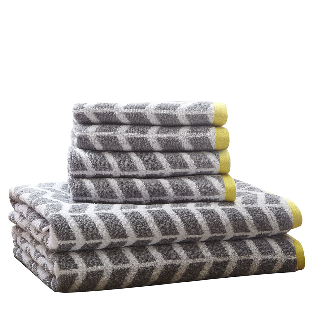 Gracie Mills Basil 6-Piece Reversible Geometric Cotton Jacquard Bath Towel Set - GRACE-4862 Image 1