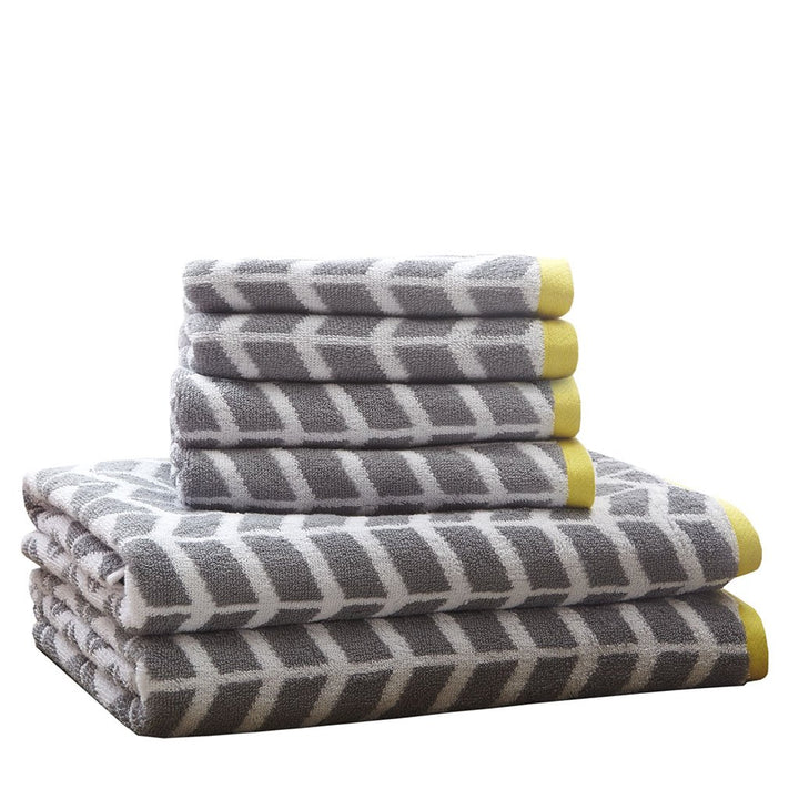 Gracie Mills Basil 6-Piece Reversible Geometric Cotton Jacquard Bath Towel Set - GRACE-4862 Image 1