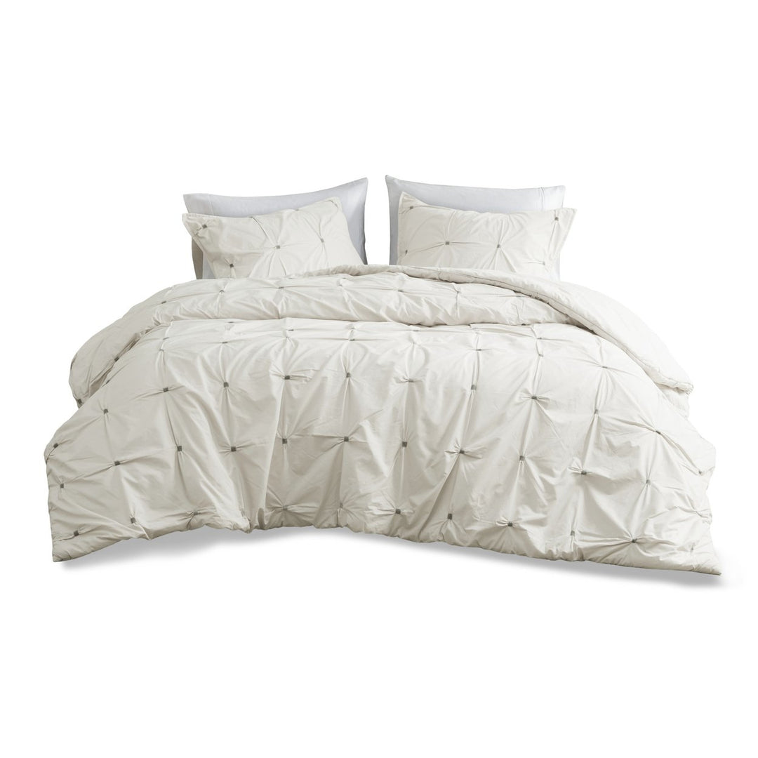 Gracie Mills Velez 3-Piece Modern Cotton Duvet Cover Set GRACE-5163 Embroidered Image 1