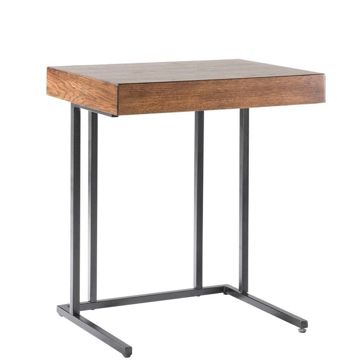 Gracie Mills Everhart Solid Wood Veneer Pull Up Table with Drawer and Metal Base - GRACE-5450 Image 1