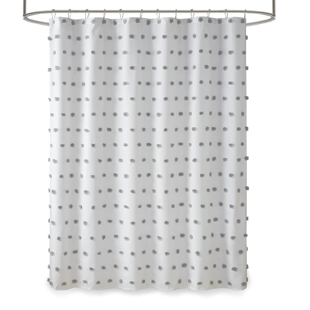 Gracie Mills Albert Polka Dot Shower Curtain with Pom Poms GRACE-7666 72x72 inches Image 1