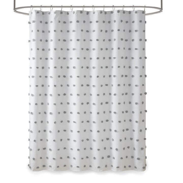 Gracie Mills Albert Polka Dot Shower Curtain with Pom Poms GRACE-7666 72x72 inches Image 1