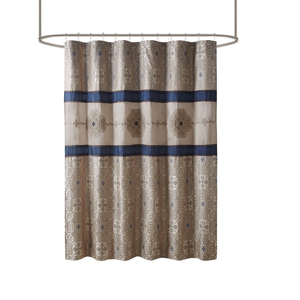 Gracie Mills Kurtis Medallion Jacquard Embroidered Shower Curtain - GRACE-7786 Image 1