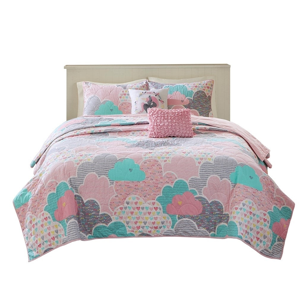 Gracie Mills Eowyn Whimsical Cloud 5-Piece Reversible Cotton Quilt Set with Decorative Pillows - GRACE-8291 Image 5