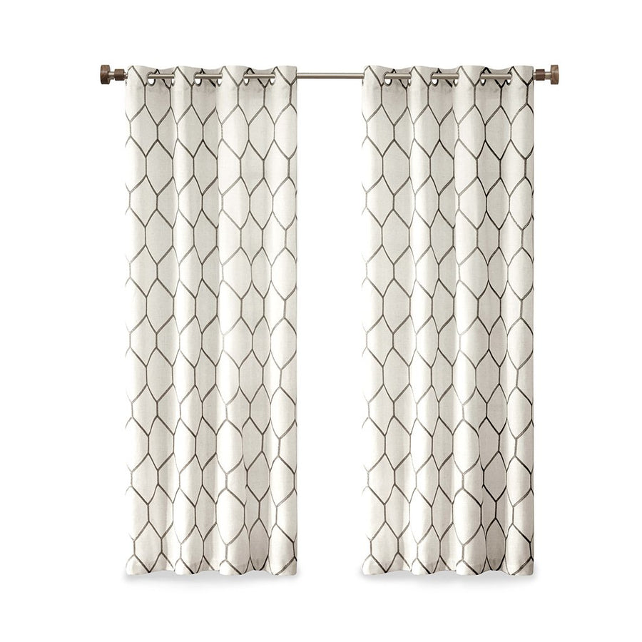 Gracie Mills Mikel Modern Metallic Geo Embroidered Curtain Panel - GRACE-8391 Image 1