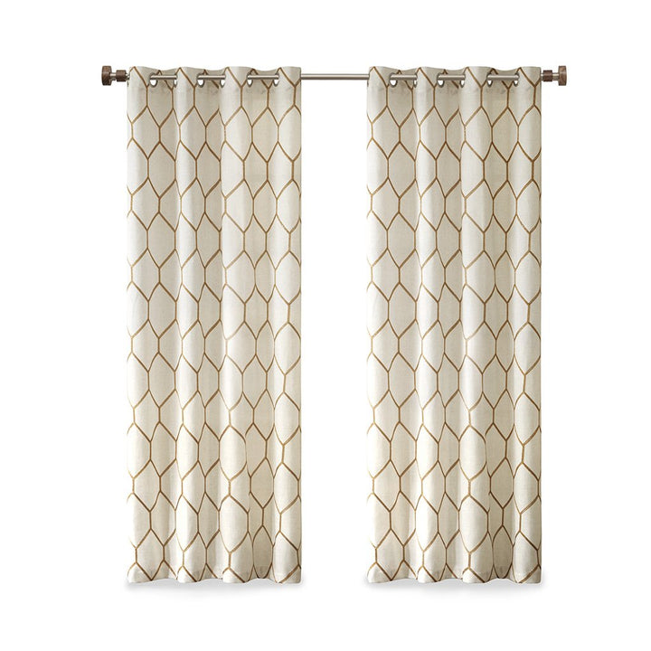 Gracie Mills Mikel Modern Metallic Geo Embroidered Curtain Panel - GRACE-8391 Image 1