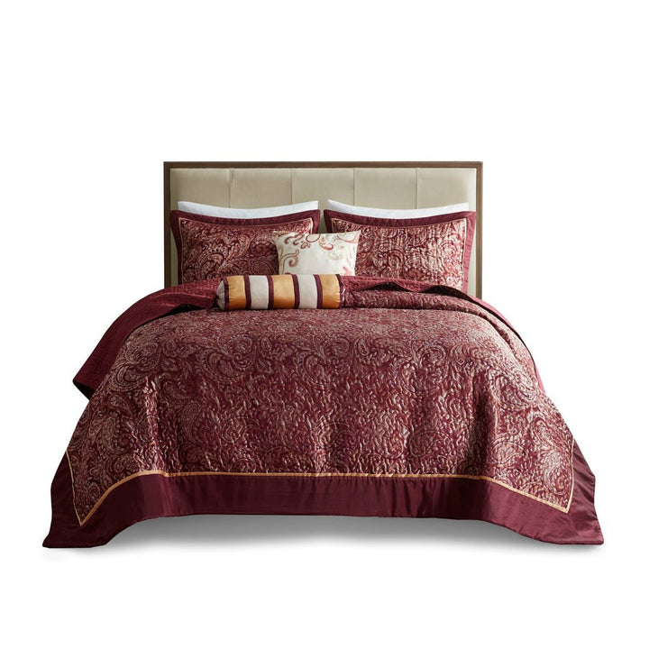 Gracie Mills Thornton 5-Piece Reversible Jacquard Bedspread Set with Throw Pillows - GRACE-8376 Image 6