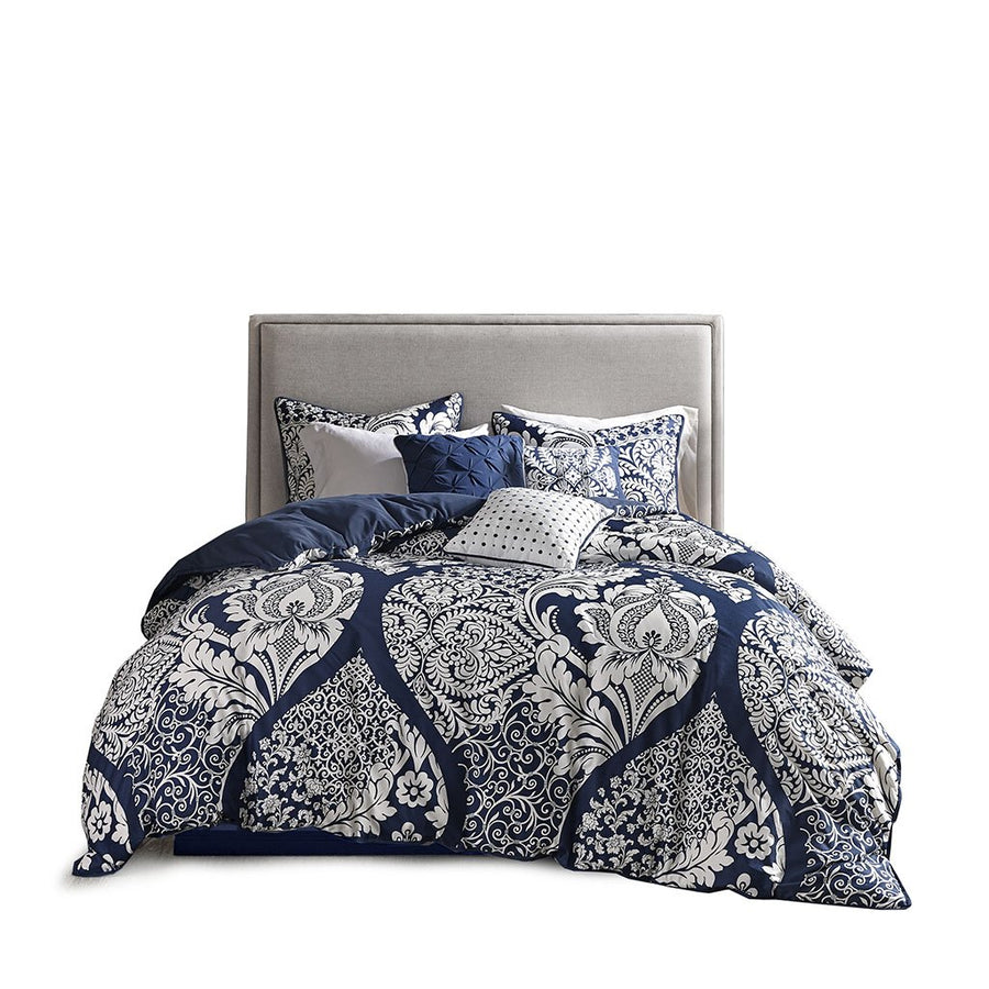 Gracie Mills Damask Dreams Comforter Set 7-Piece Cotton Printed Twin Queen GRACE-9122 Image 1