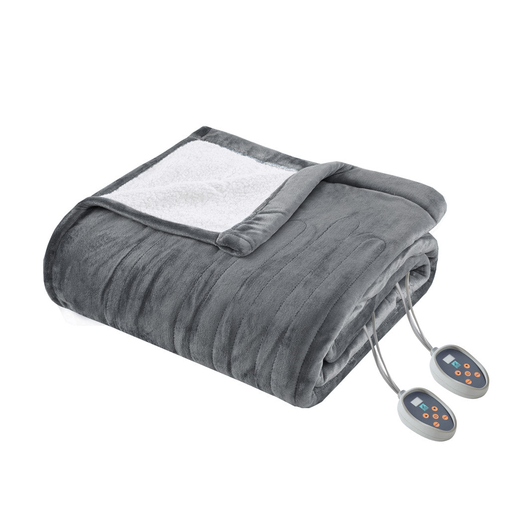 Gracie Mills Trevor Soft Plush Reverses to Berber Heated Blanket - GRACE-9143 Image 4