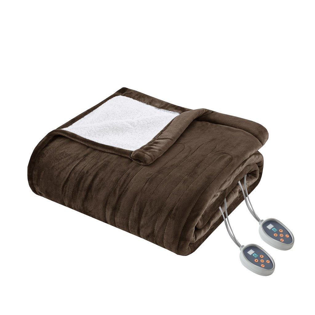 Gracie Mills Trevor Soft Plush Reverses to Berber Heated Blanket - GRACE-9143 Image 1