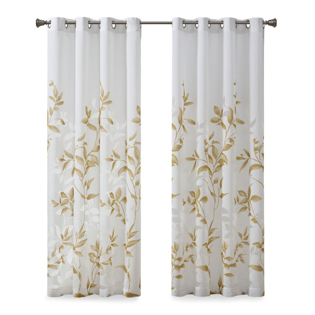 Gracie Mills Patton Curtain Panel Black Gold Floral Jacquard 54x84 GRACE-9167 Image 1