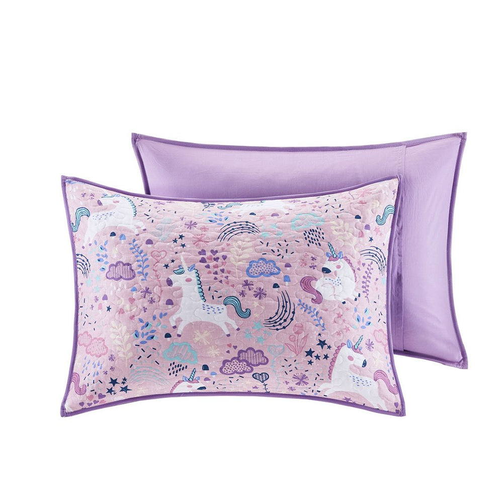Gracie Mills Glenda 4-Peice Unicorn Reversible Cotton Quilt Set with coordinating Throw Pillows - GRACE-9203 Image 2