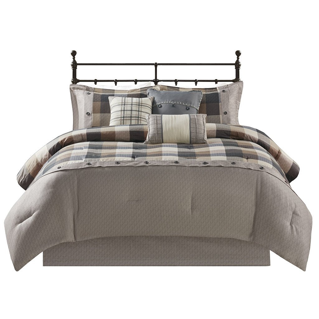 Gracie Mills Nanette 7-Piece Bufallo Plaid Printed Herringbone Comforter Set - GRACE-9319 Image 5