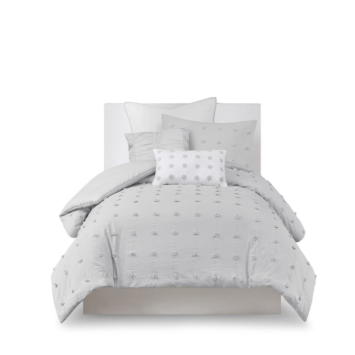 Gracie Mills Mikel Chenille Dot Cotton Jacquard Comforter Set with Euro Shams and Throw Pillows - GRACE-9444 Image 8