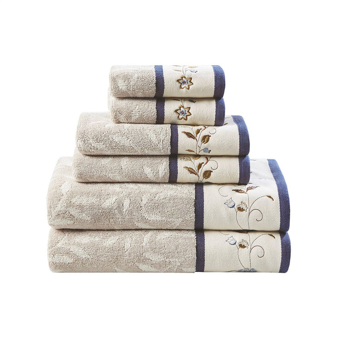 Gracie Mills 6-Piece Floral Cotton Jacquard Towel Set GRACE-9604 Machine Washable Image 1