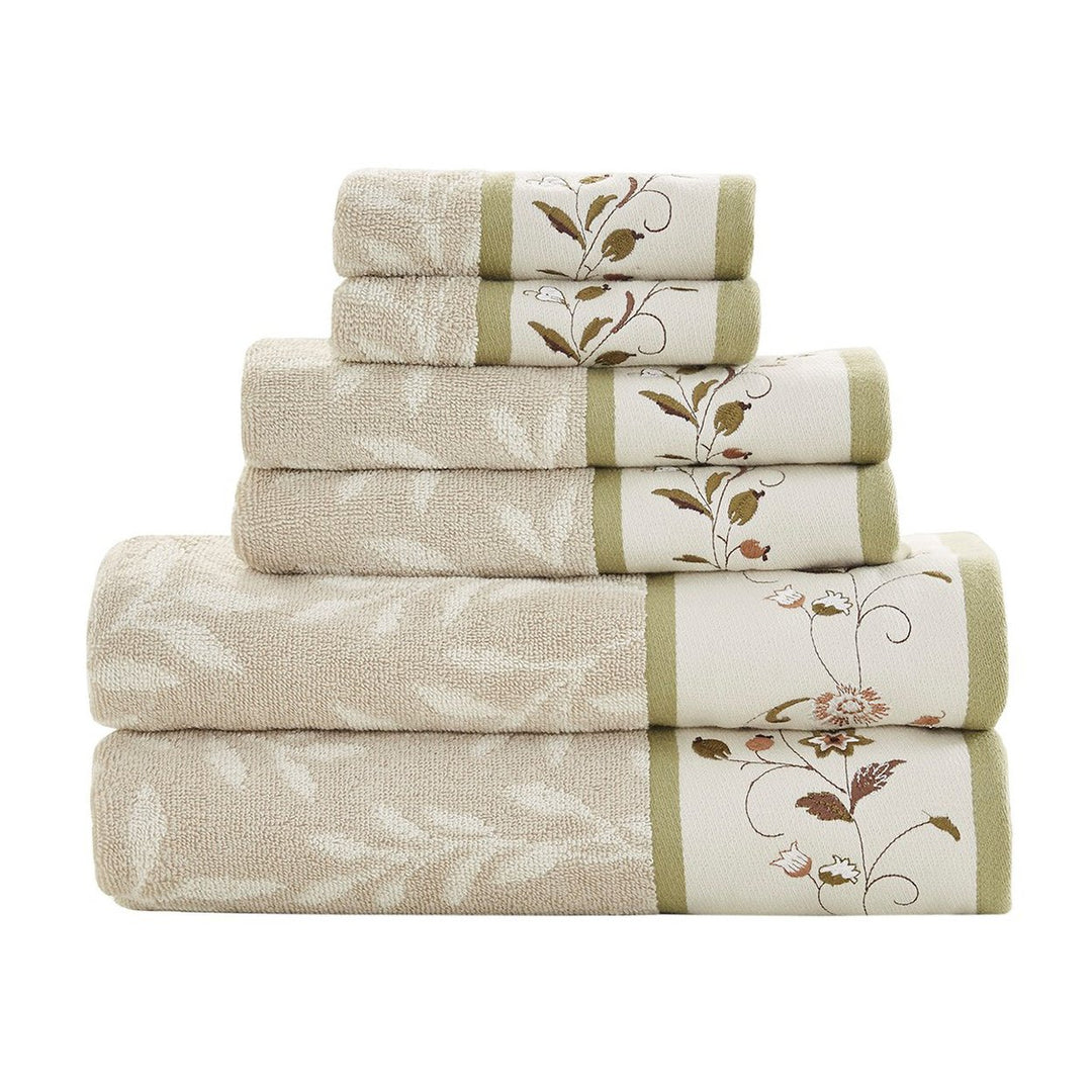 Gracie Mills 6-Piece Floral Cotton Jacquard Towel Set GRACE-9604 Machine Washable Image 1