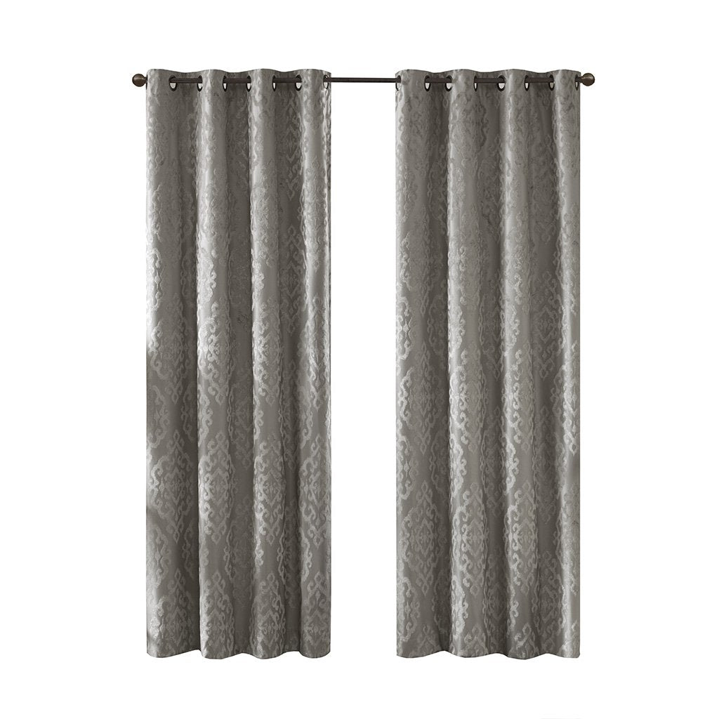 Gracie Mills Cyra Damask Total blackout grommet top curtain panel - GRACE-9809 Image 1