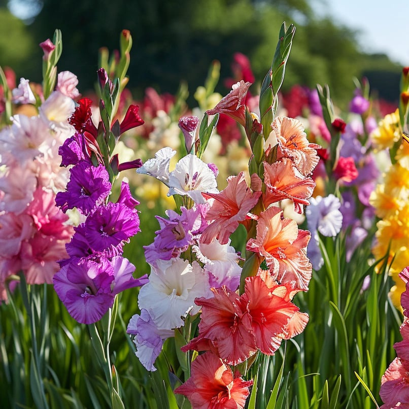 Giant Gladiolus Colorful Mixed Flowers - 40 Bulbs -Beautiful Shades of Pink, Purple, Red, Yellow and Orange Image 1