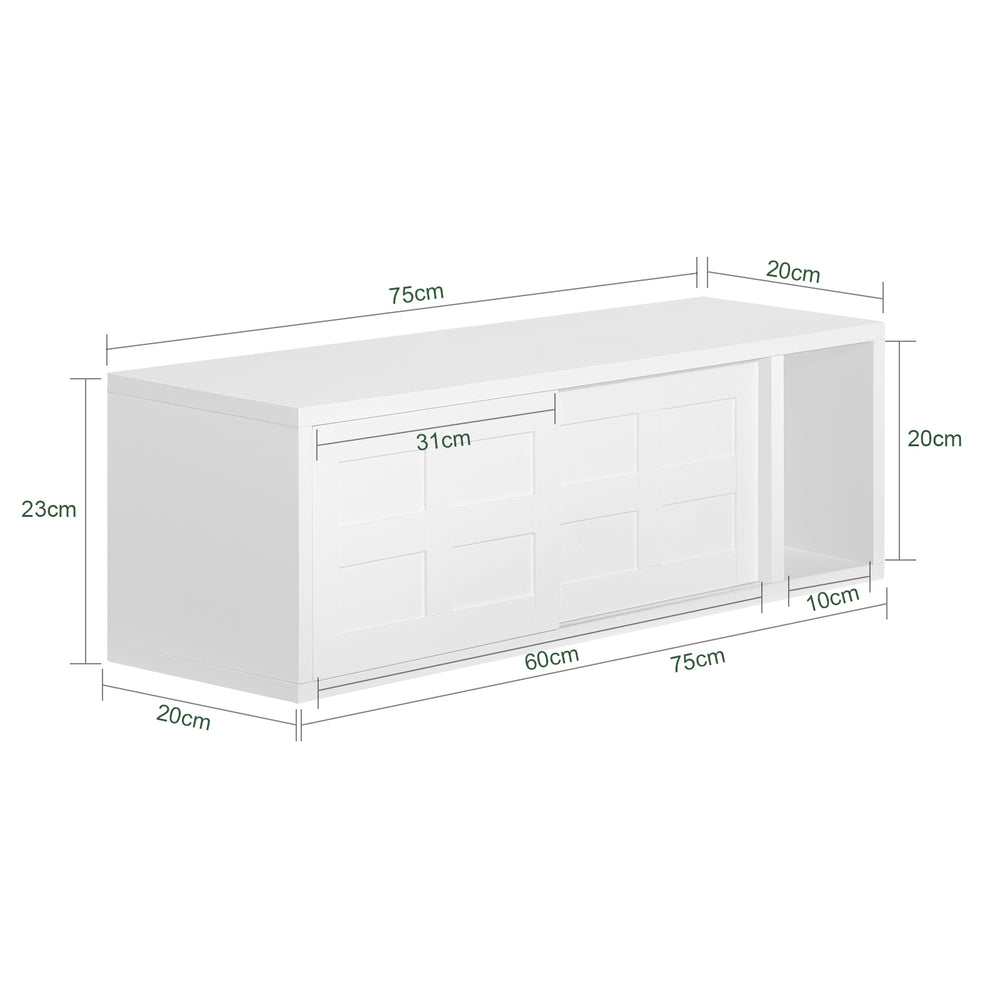 Haotian FHK18-W, Wall Coat Rack Wall Shelf Rack with Sliding Doors and Compartment Image 2