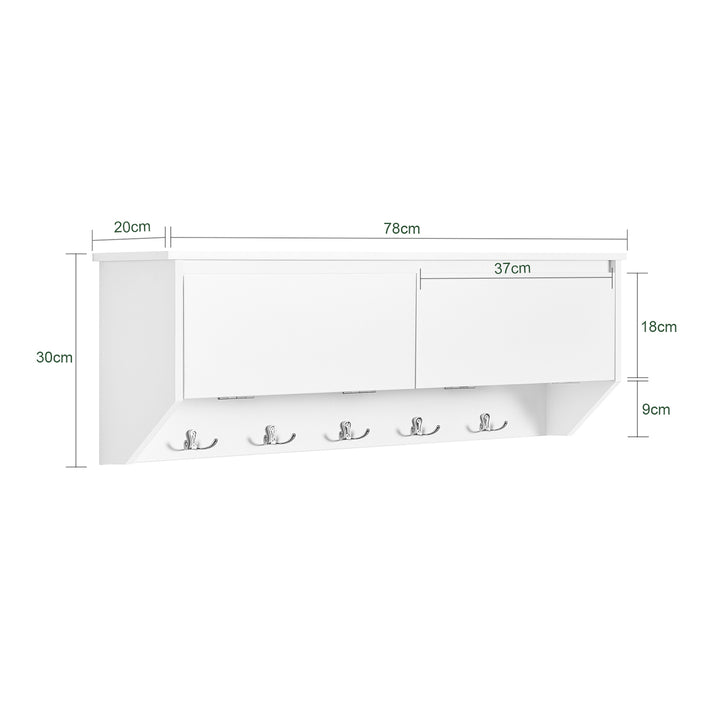 Haotian FHK24-W Coat Rack Wall Mounted 5 Hooks MDF Storage Modern 31.5" White Image 2