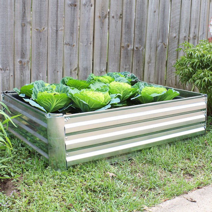 Sunnydaze Galvanized Steel Rectangle Raised Garden Bed - 47 in - Silver Image 6