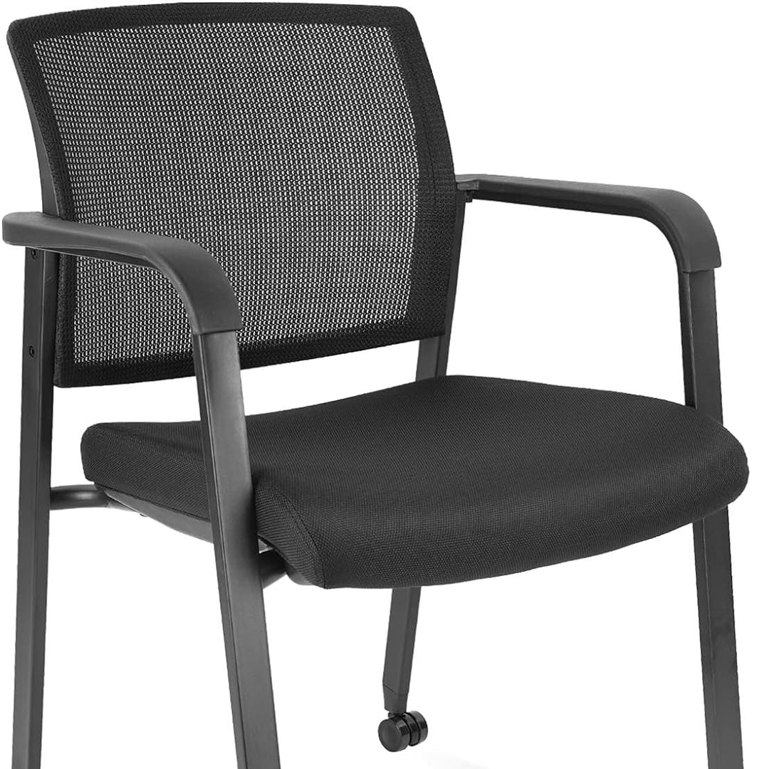 CLATINA Mesh Back Guest Reception Arm Chairs with Wheels, Waiting Room Chairs with Upholstered Fabric Seat and Ergonomic Image 8