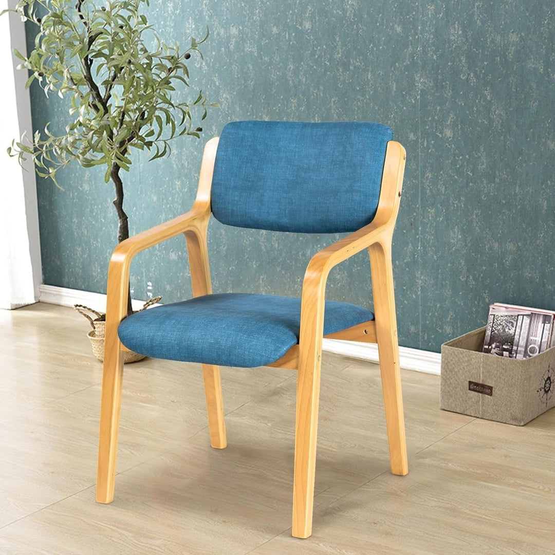 CLATINA Wood Mid-Century Dining Reading Chair, Fabric Upholstered Comfy Relaxing Armchair Living Room Bedroom Kitchen Image 3