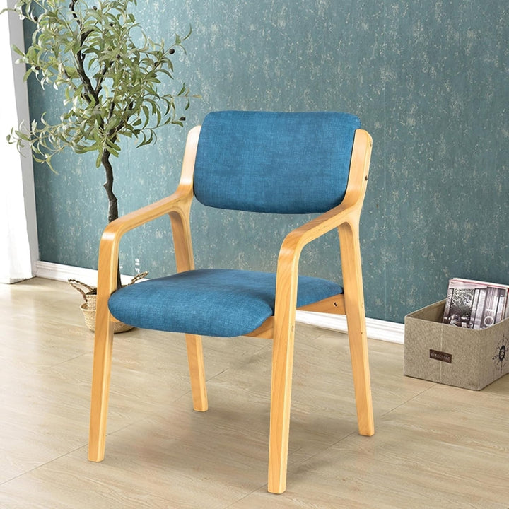 CLATINA Wood Mid-Century Dining Reading Chair, Fabric Upholstered Comfy Relaxing Armchair Living Room Bedroom Kitchen Image 3