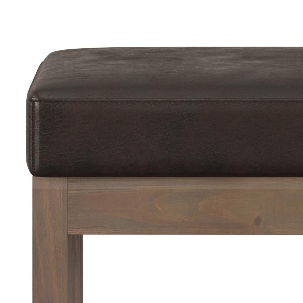 Milltown Upholstered Ottoman Bench Distressed Vegan Leather Entryway Footrest Image 8