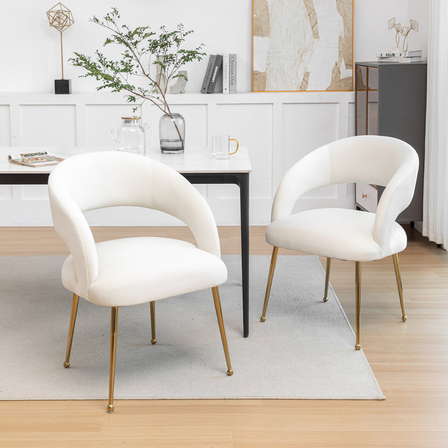 SEYNAR Mid Century Modern Velvet Upolstered Open-Back Dining Chair Set of 2 Image 1