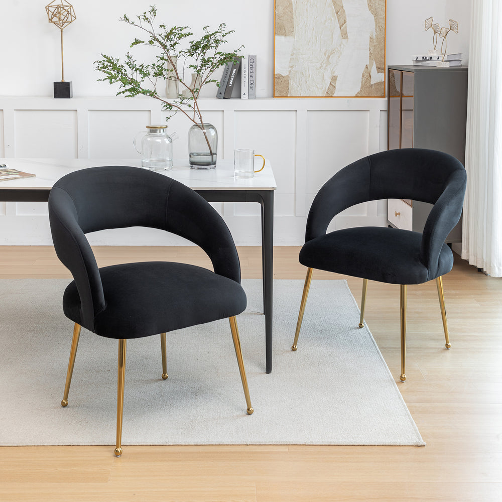 SEYNAR Mid Century Modern Velvet Upolstered Open-Back Dining Chair Set of 2 Image 2