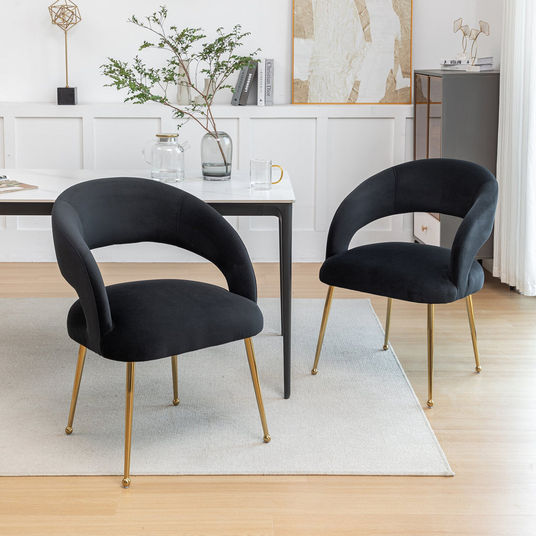SEYNAR Mid Century Modern Velvet Upolstered Open-Back Dining Chair Set of 2 Image 1