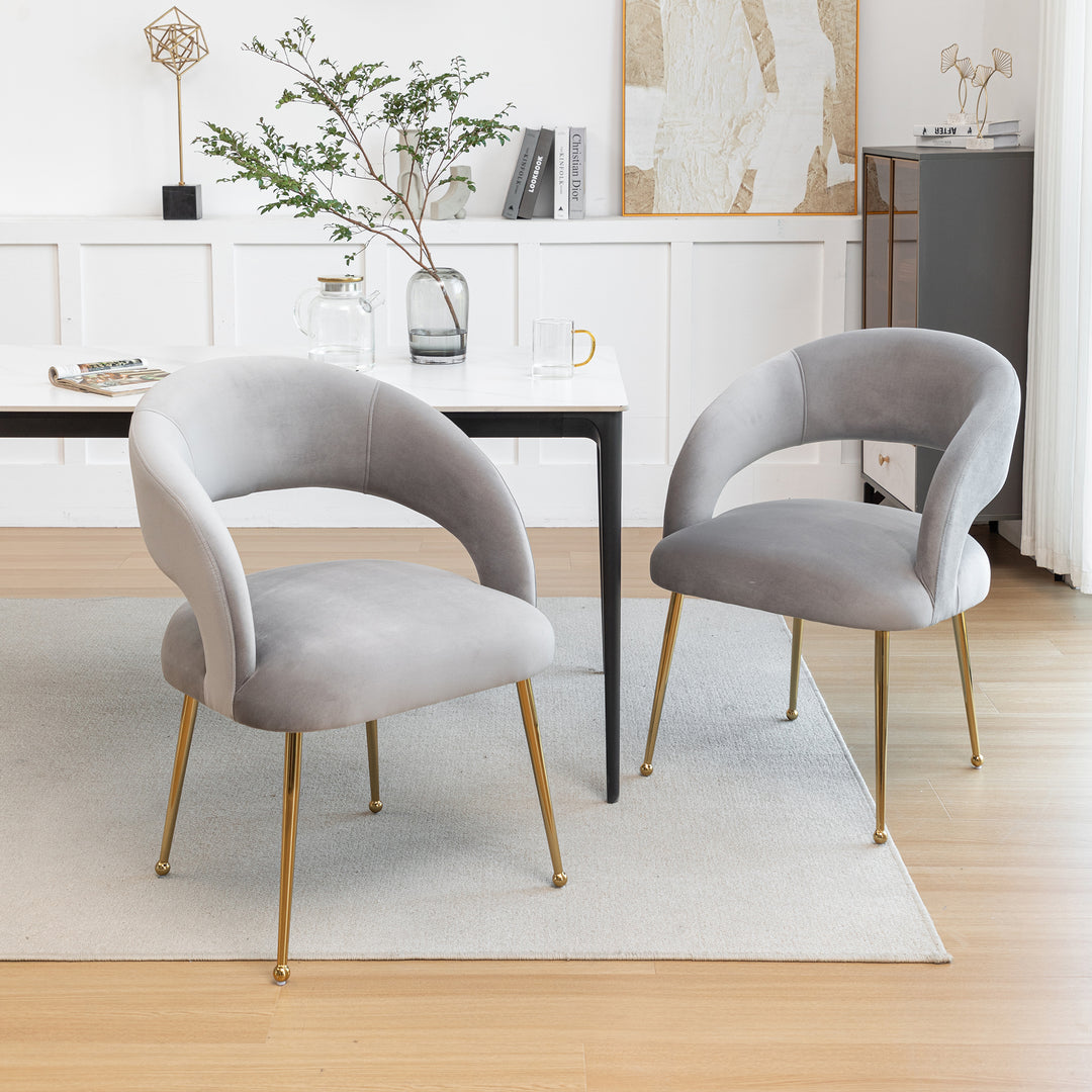 SEYNAR Mid Century Modern Velvet Upolstered Open-Back Dining Chair Set of 2 Image 4