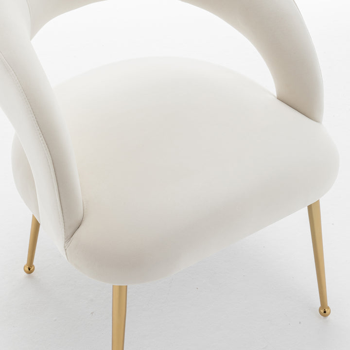 SEYNAR Mid Century Modern Velvet Upolstered Open-Back Dining Chair Set of 2 Image 9